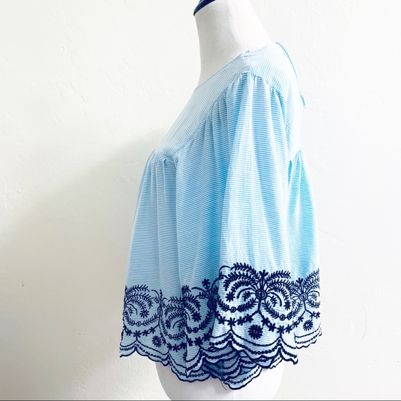 Zara Pinstripe Embroidered Top - Picture 7 of 12